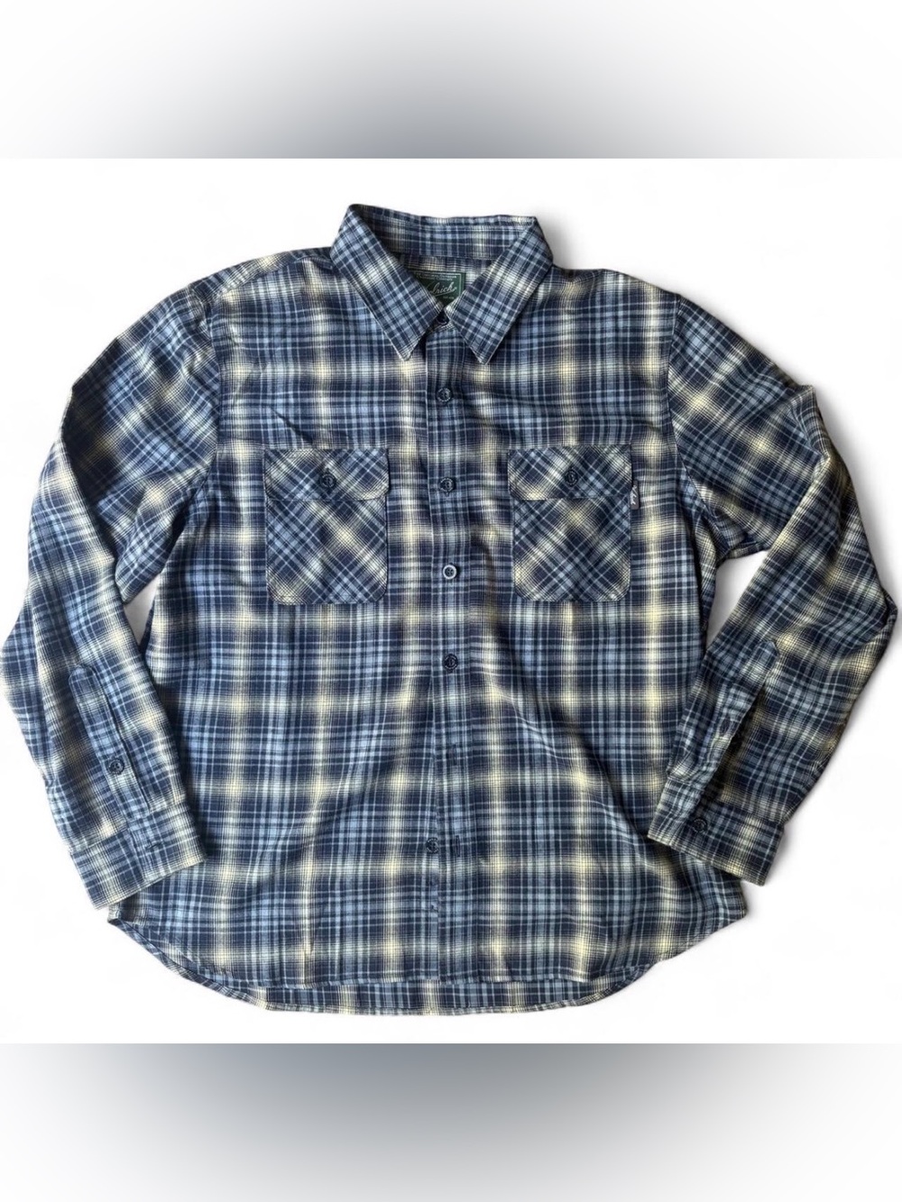 Woolrich Navy Blue Shadow Plaid Flannel Shirt - Men's XL